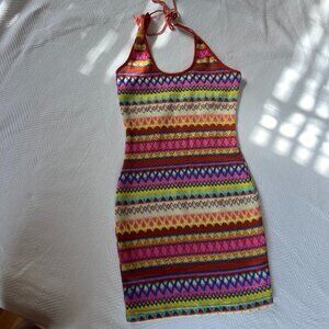 Shein Colorful Halter Style Mini Dress - Size Small